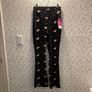 NWT Popfit Black Rainbow Print Flared Leggings
